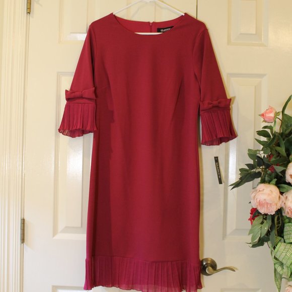 Glamour Red Dress Berry Red with 3/4 sleeves Size 10 NWT - Picture 4 of 15